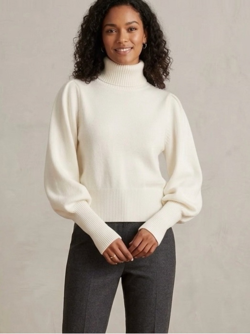 French Connection Cream Turtleneck Sweater